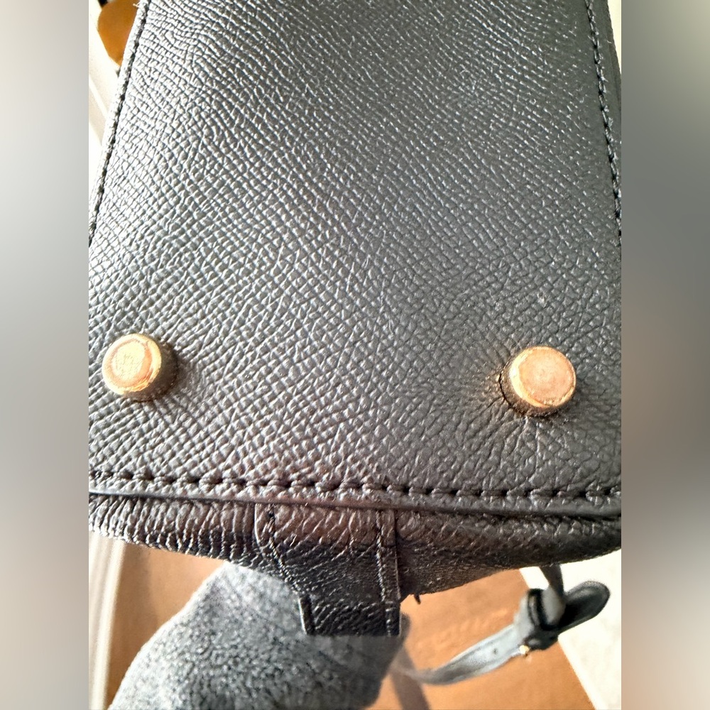 Coach Black Saffiano Leather Dome Satchel with Gold Hardware - Picture 4 of 16